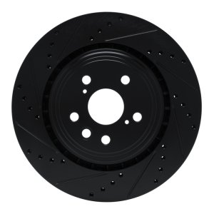 Lexus RX350h Brake Rotor (1) - Front Left - R1 Concepts - Drilled & Slotted - Black - `20-`25